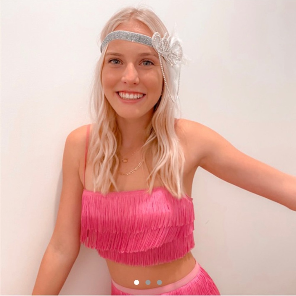 WHITE FOX pink tassel set